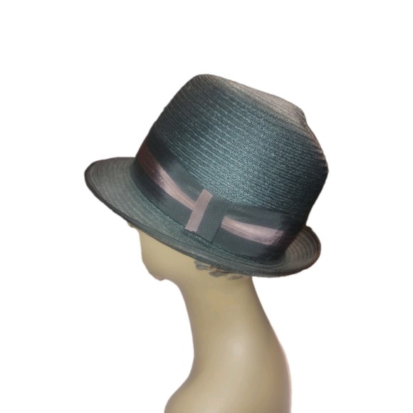 Stetson Wallersein Straw Vintage Fedora Blk Banded 6 5/8 - Picture 2 of 6